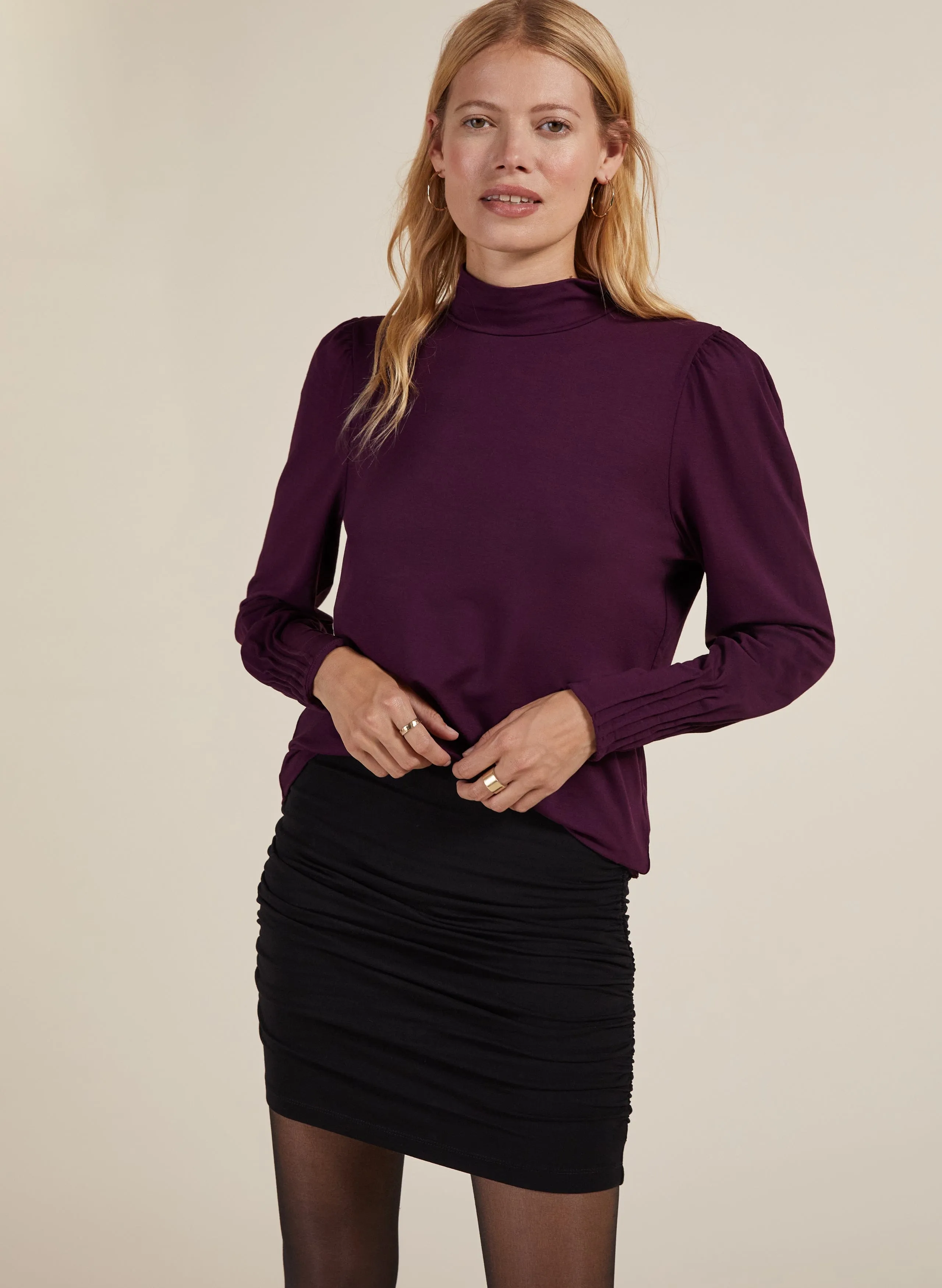 Abeda LENZING™ ECOVERO™ Stretch Jersey Mini Skirt | Caviar Black