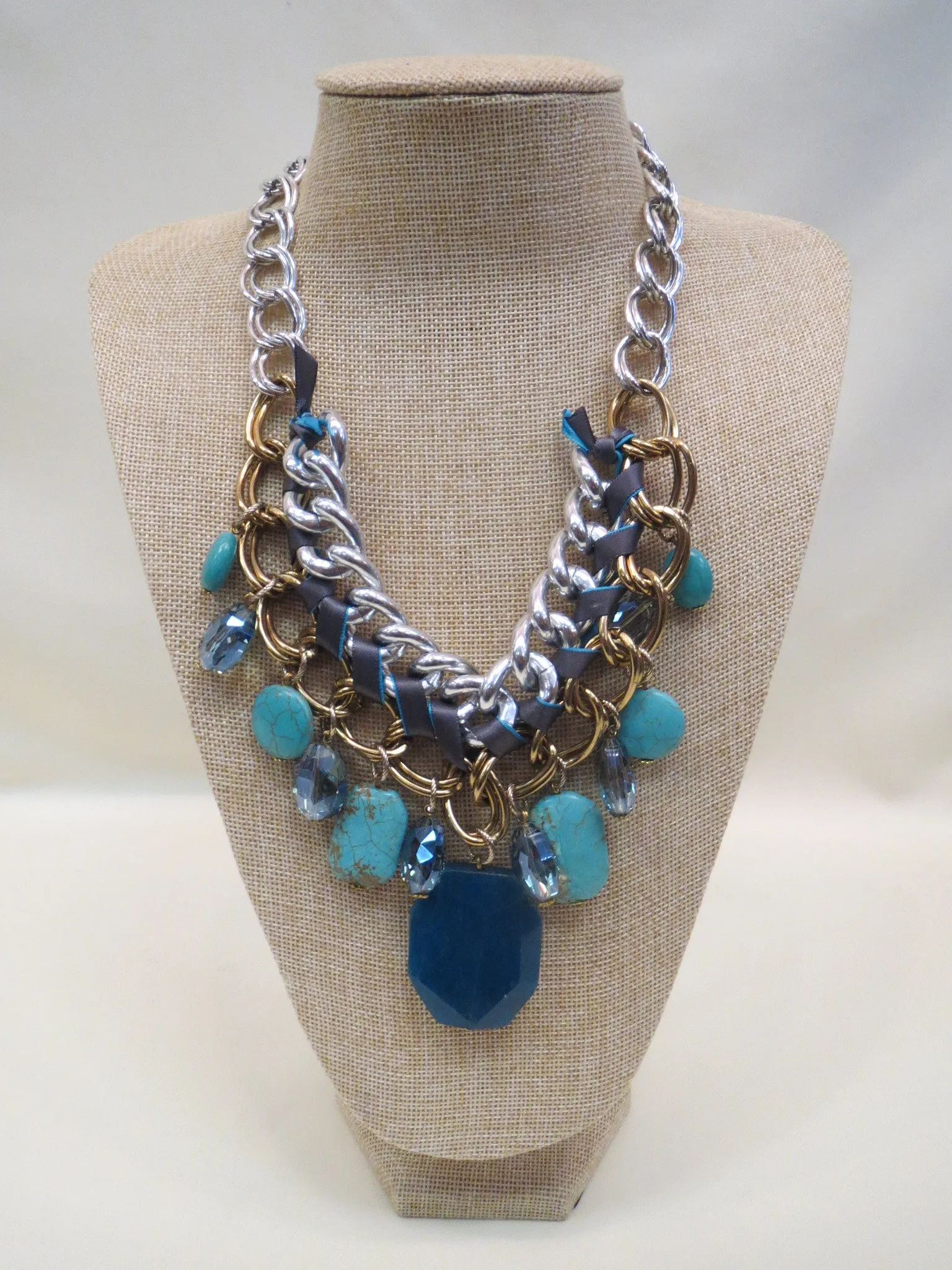ADO | Braided Stone Charm Necklace Multi