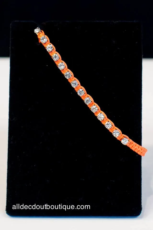 ADO |  Bright Orange Adjustable Bracelet with Crystals