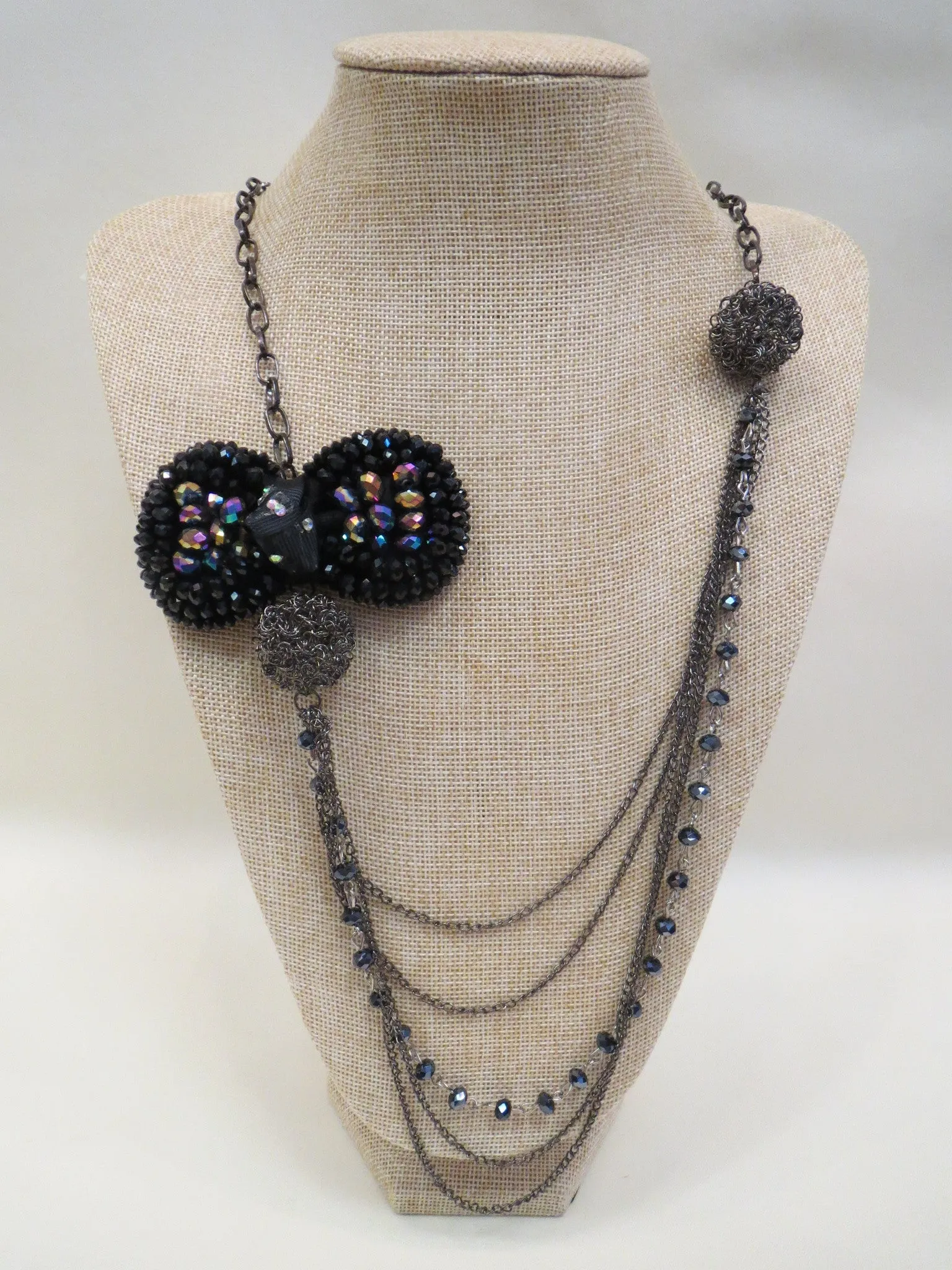 ADO | Charcoal & Iridescent Necklace with Bow