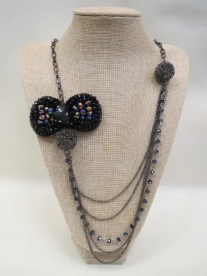 ADO | Charcoal & Iridescent Necklace with Bow