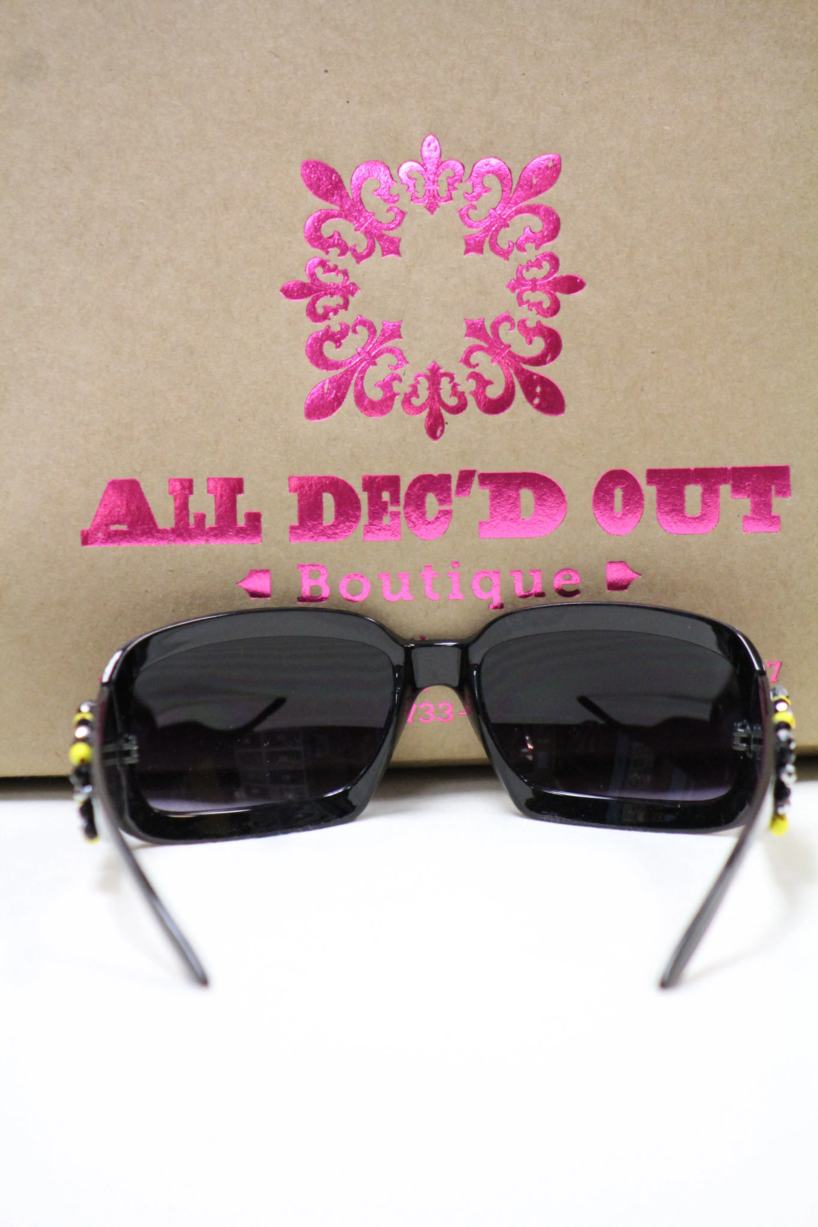 ADO | Customized Sunglasses Black with Yellow Beads & Silver Cross