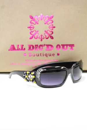 ADO | Customized Sunglasses Black with Yellow Beads & Silver Cross