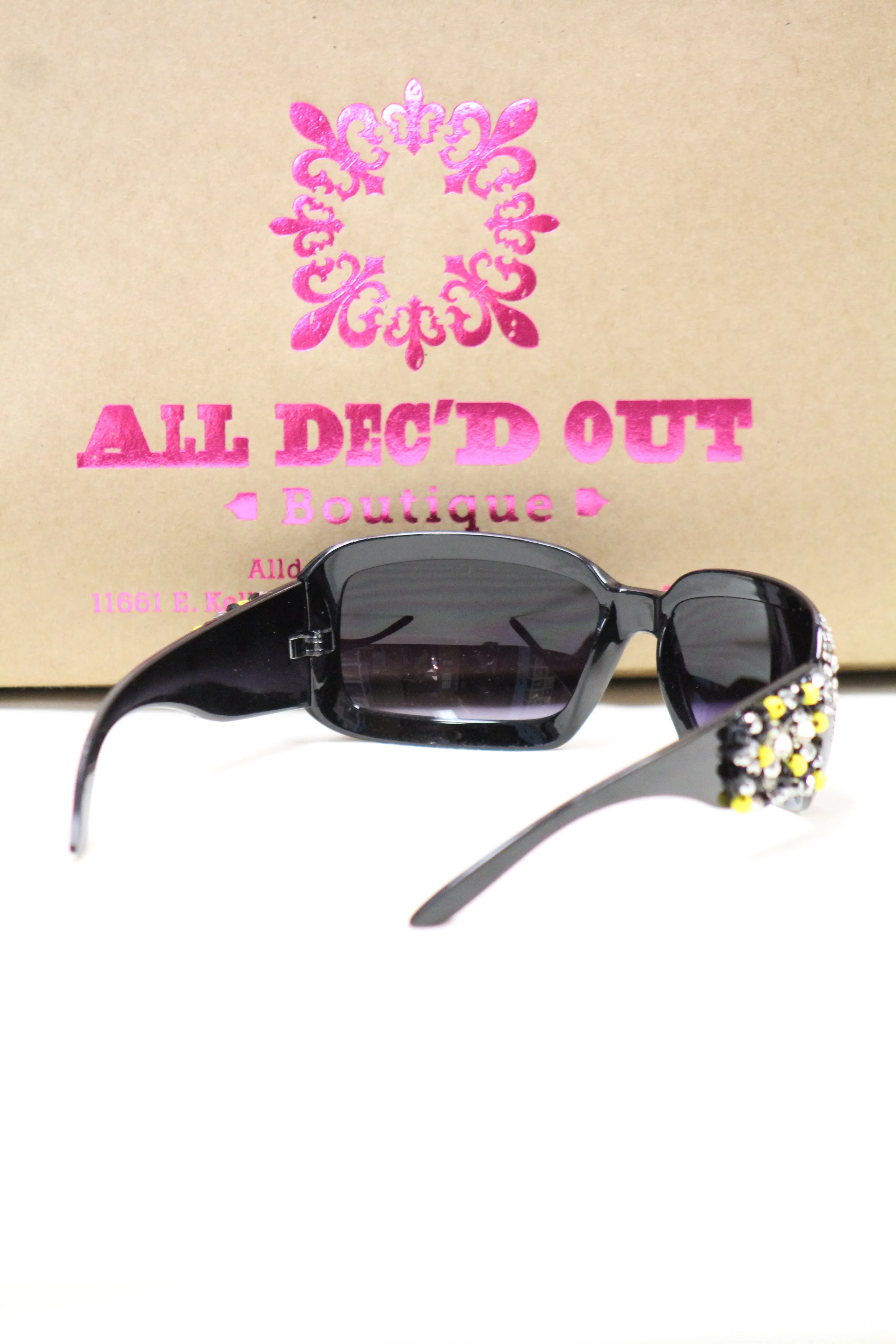 ADO | Customized Sunglasses Black with Yellow Beads & Silver Cross