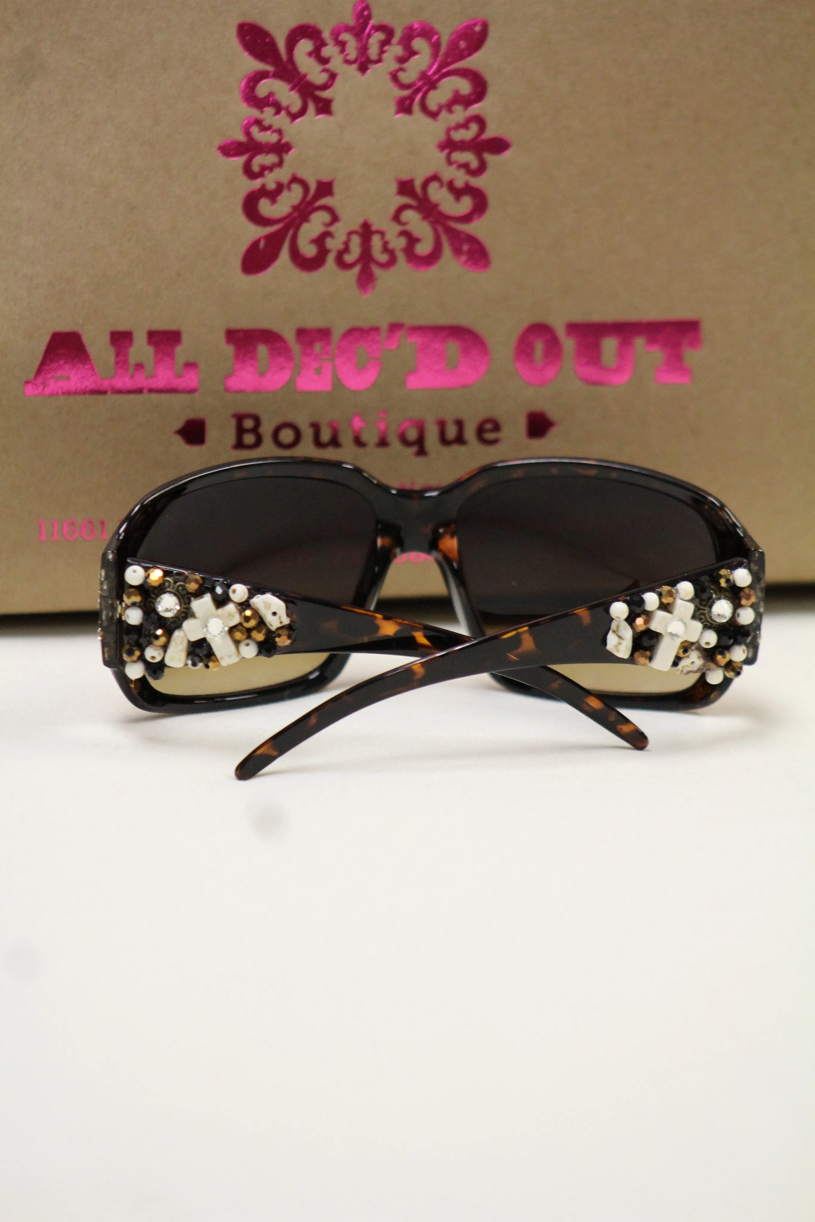 ADO | Customized Sunglasses Tortoise with Cross & Bling