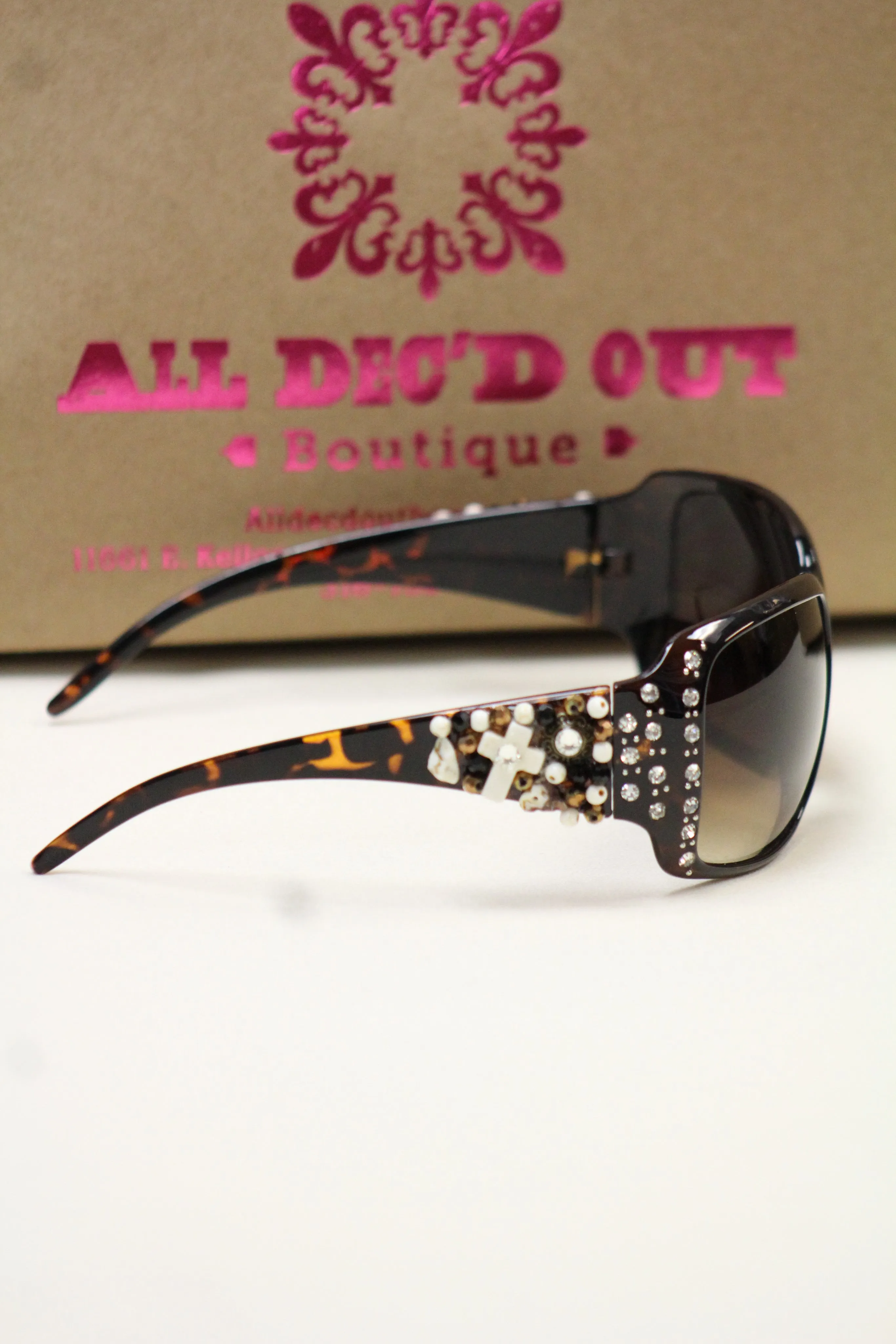 ADO | Customized Sunglasses Tortoise with Cross & Bling