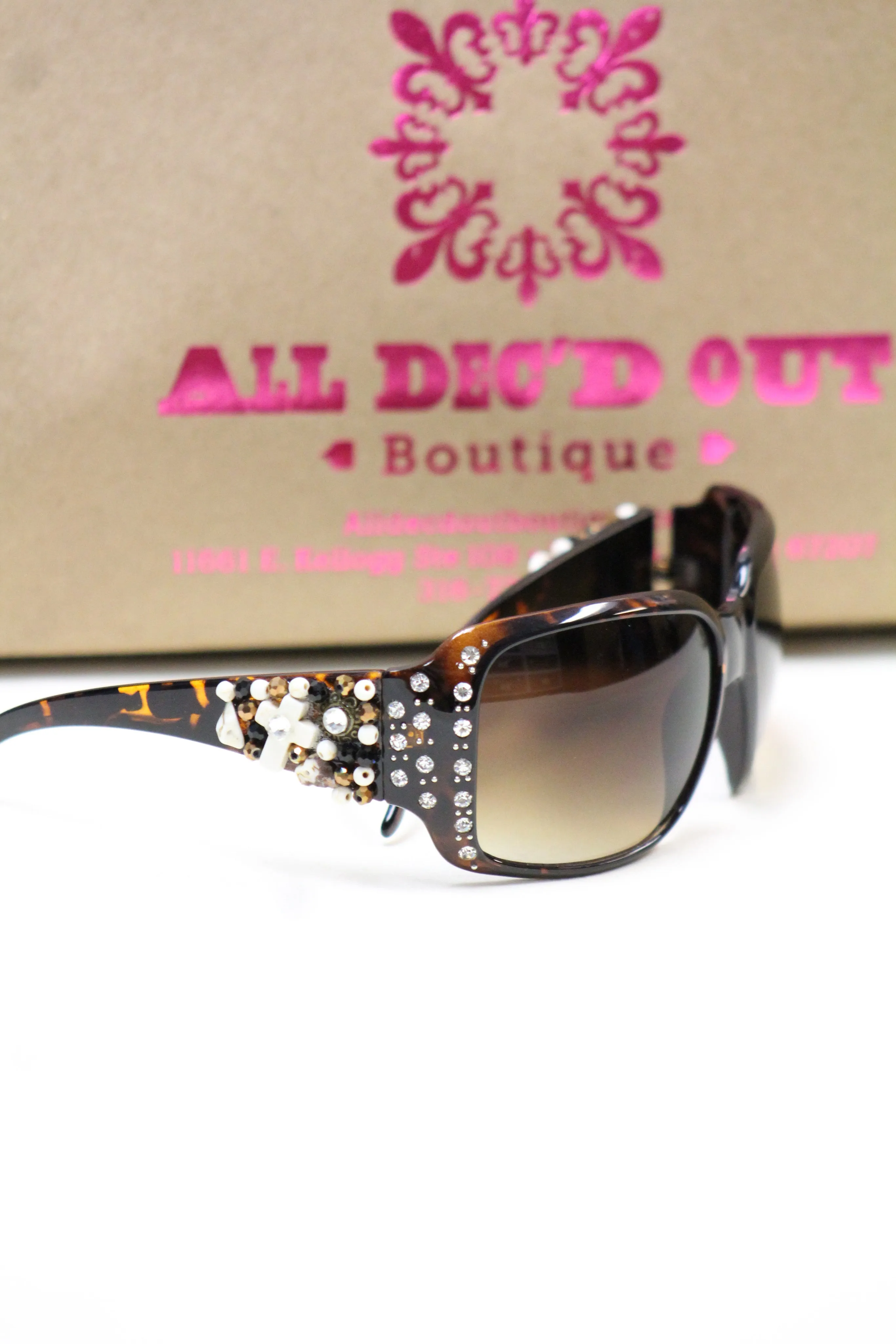 ADO | Customized Sunglasses Tortoise with Cross & Bling