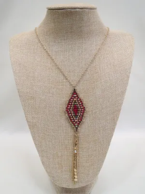 ADO | Diamond Shaped Pendant with Gold Chain Tassel