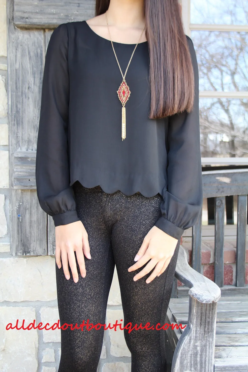 ADO | Diamond Shaped Pendant with Gold Chain Tassel