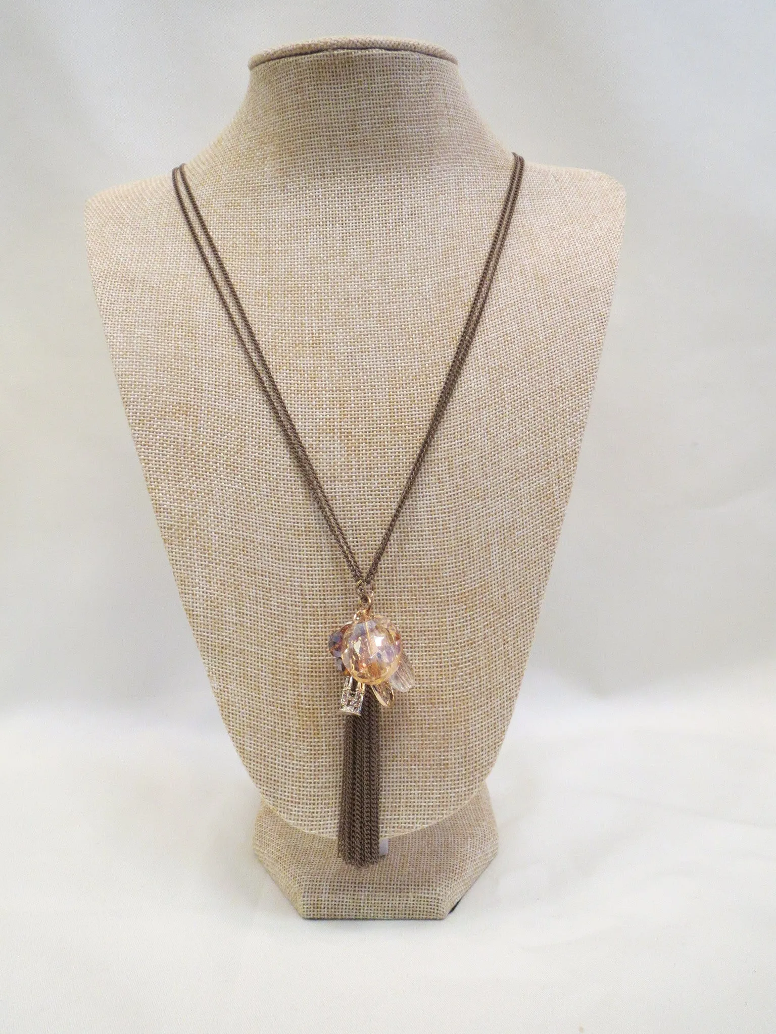 ADO | Gold Long Chain Necklace with Fringe & Charms