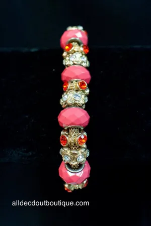 ADO | Gold Stretch Bracelet with Hot Pink Beads