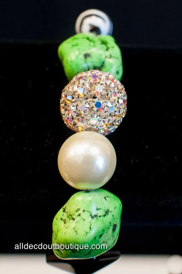 ADO | Green & Black Adjustable Bracelet with Crystal Ball