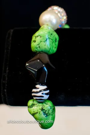 ADO | Green & Black Adjustable Bracelet with Crystal Ball