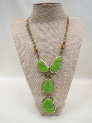 ADO | Green & Gold Gem Stone Necklace