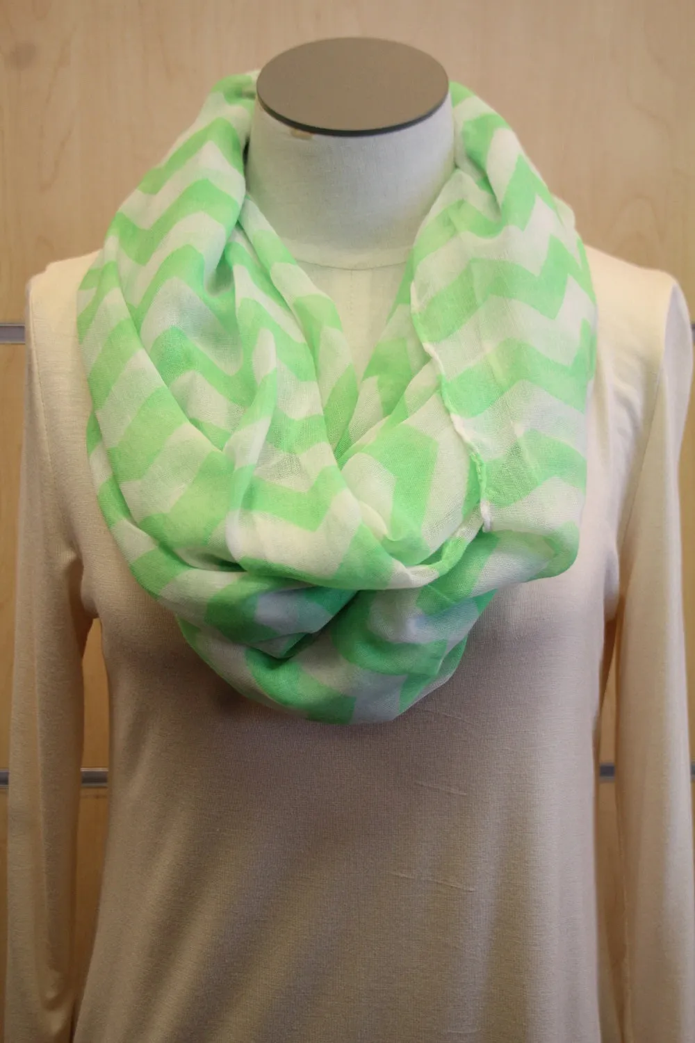 ADO | Infinity Green and White Chevron Scarf