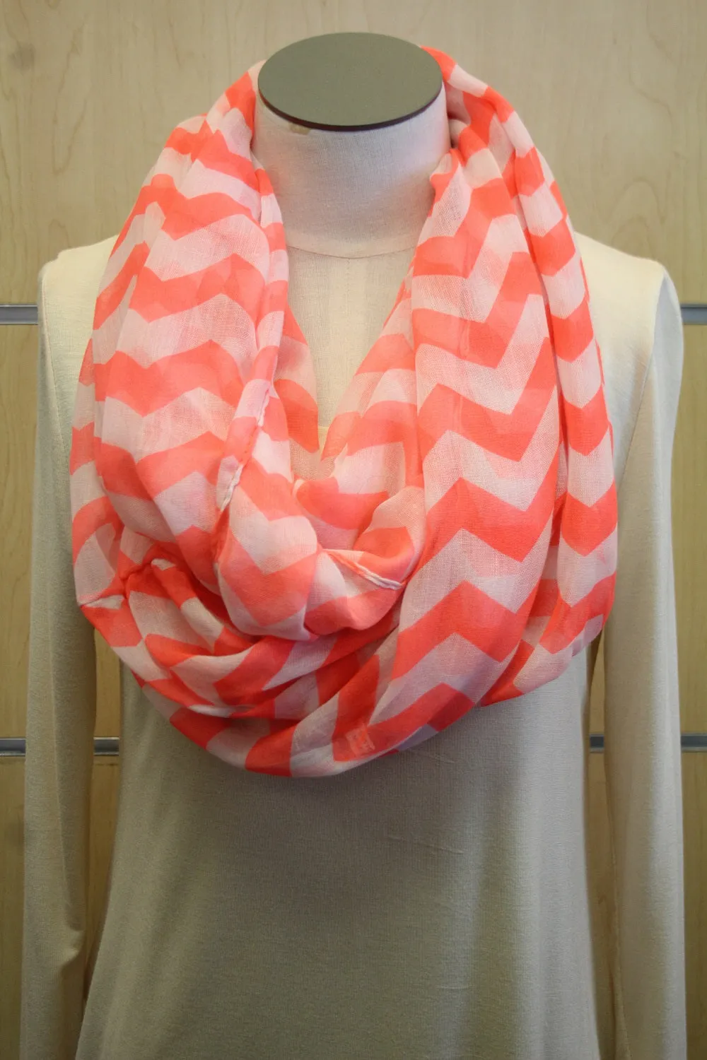 ADO | Infinity Neon Pink and White Chevron Scarf