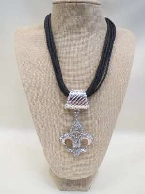 ADO | Leather Cord Necklace Fleur De Lis