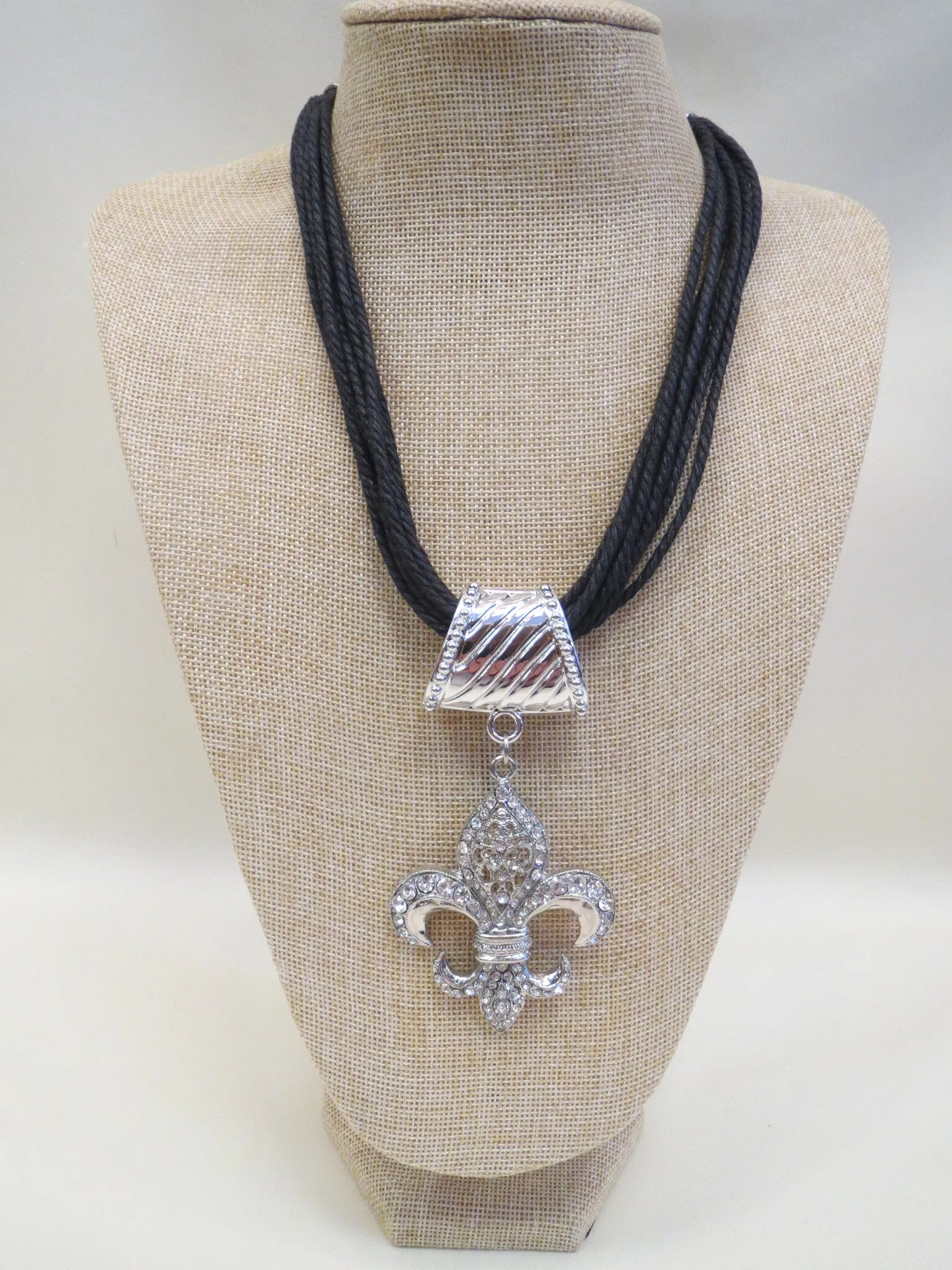 ADO | Leather Cord Necklace Fleur De Lis