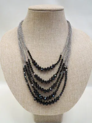 ADO | Multi Chain Necklace with Black Beads