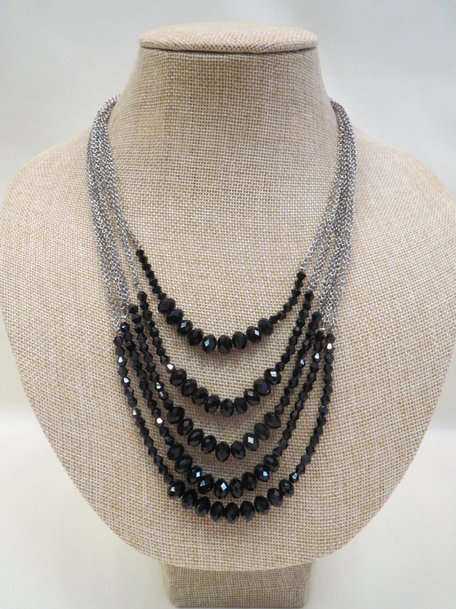 ADO | Multi Chain Necklace with Black Beads