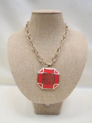 ADO | Orange Pendant Gold Chain Necklace