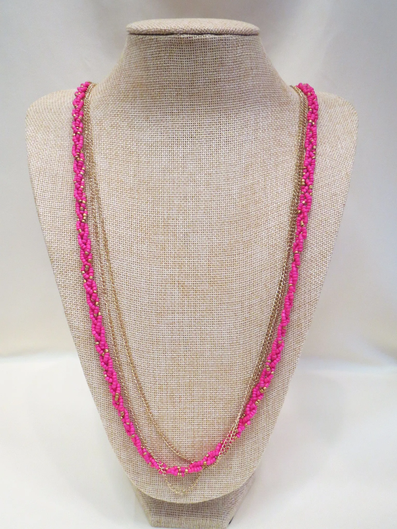 ADO | Pink Beads & Gold Chain Necklace