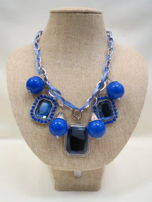 ADO | Ribbon & Charm Necklace Cobalt Blue