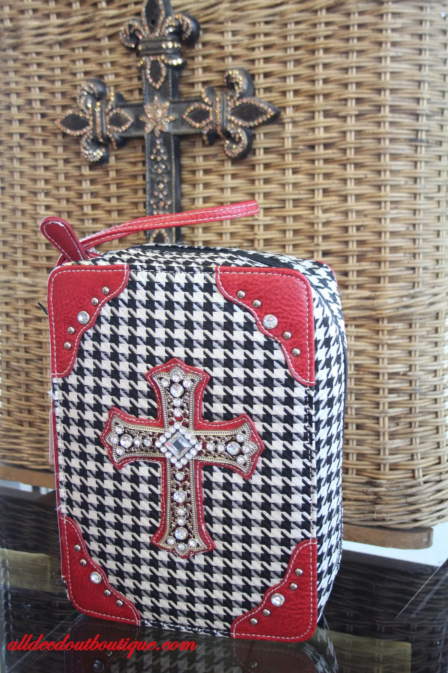 ADO | White, Black, and Red Embellished Bible Cover