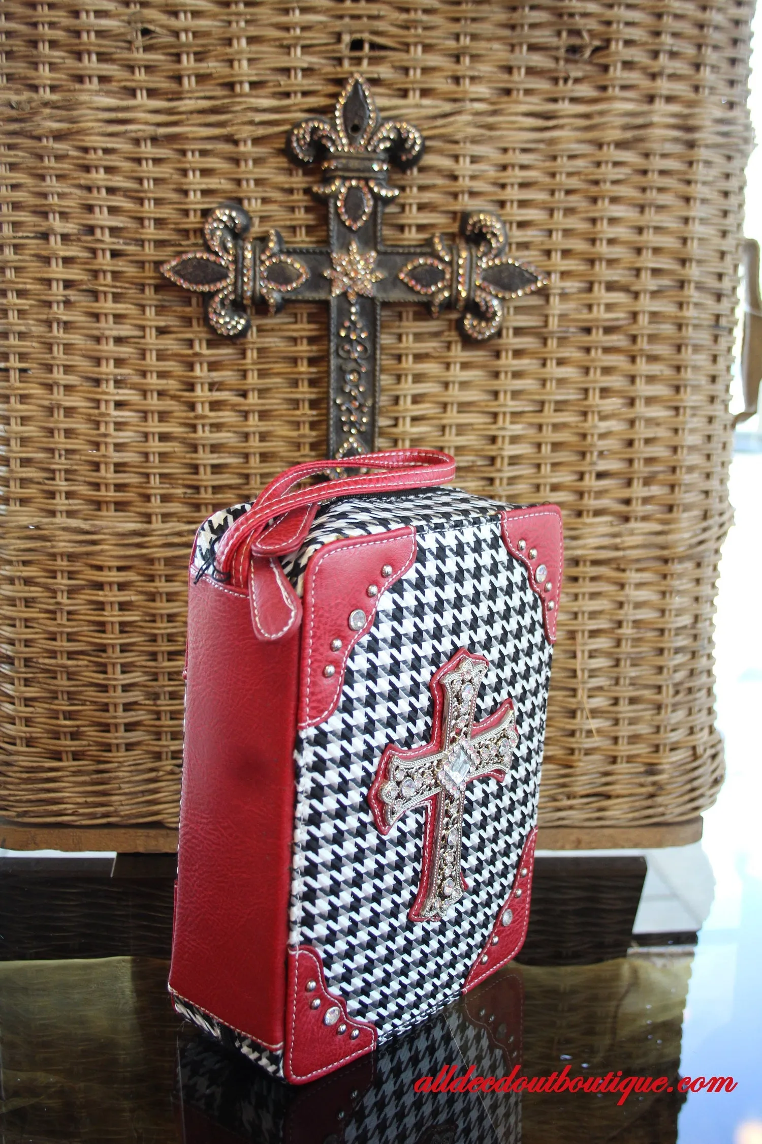 ADO | White, Black, and Red Embellished Bible Cover