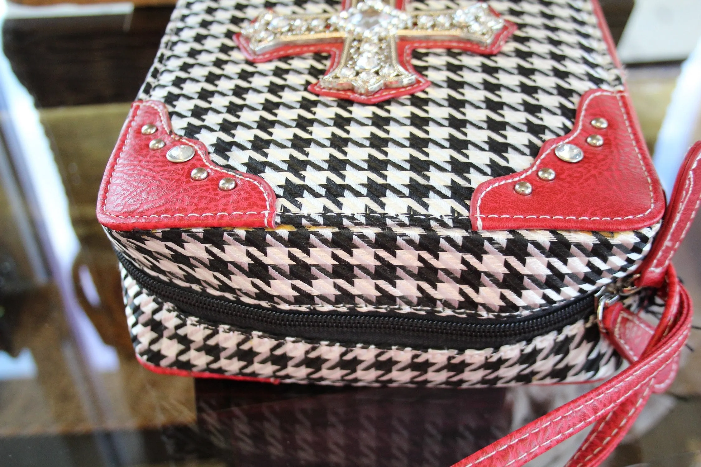 ADO | White, Black, and Red Embellished Bible Cover