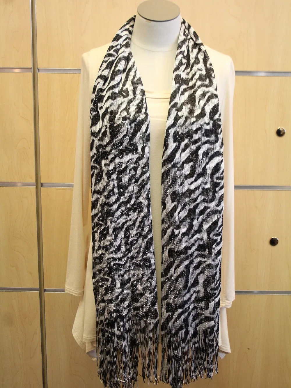 ADO | Wrap Black and White Zebra Print Scarf