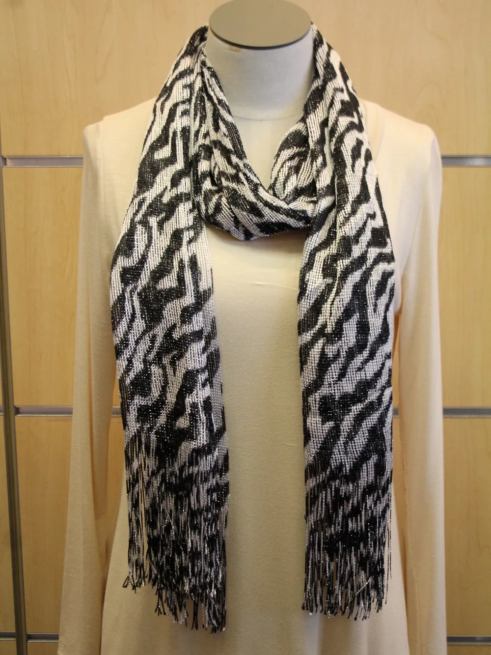 ADO | Wrap Black and White Zebra Print Scarf
