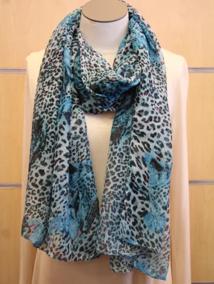 ADO | Wrap Blue Leopard Scarf