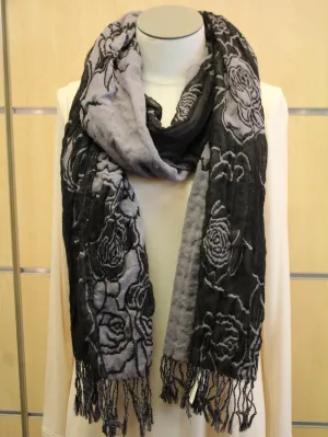 ADO | Wrap Grey and Black Floral Scarf