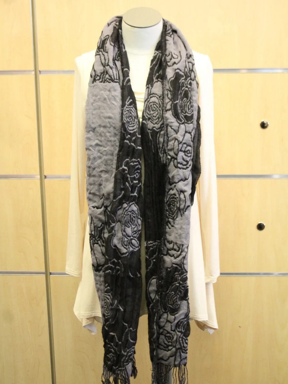 ADO | Wrap Grey and Black Floral Scarf