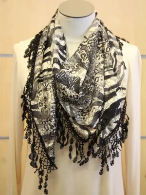 ADO | Wrap Lace Zebra & Leopard Print Triangle Scarf