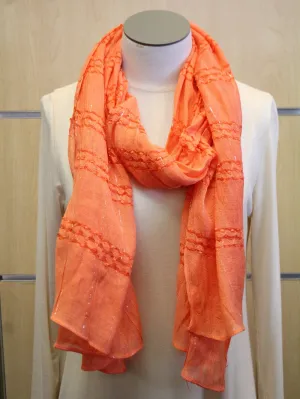 ADO | Wrap Orange Scarf with Small Silver Lines