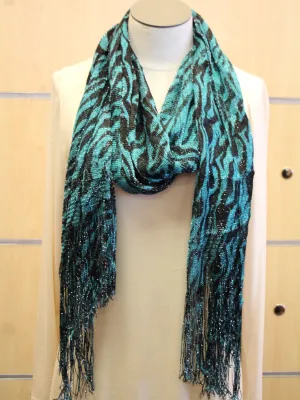 ADO | Wrap Turquoise Zebra Print Scarf