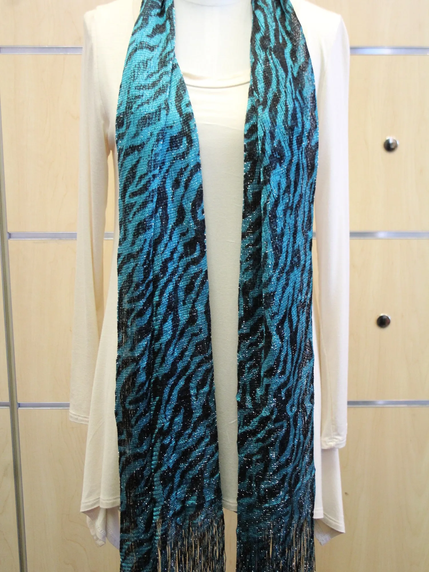ADO | Wrap Turquoise Zebra Print Scarf