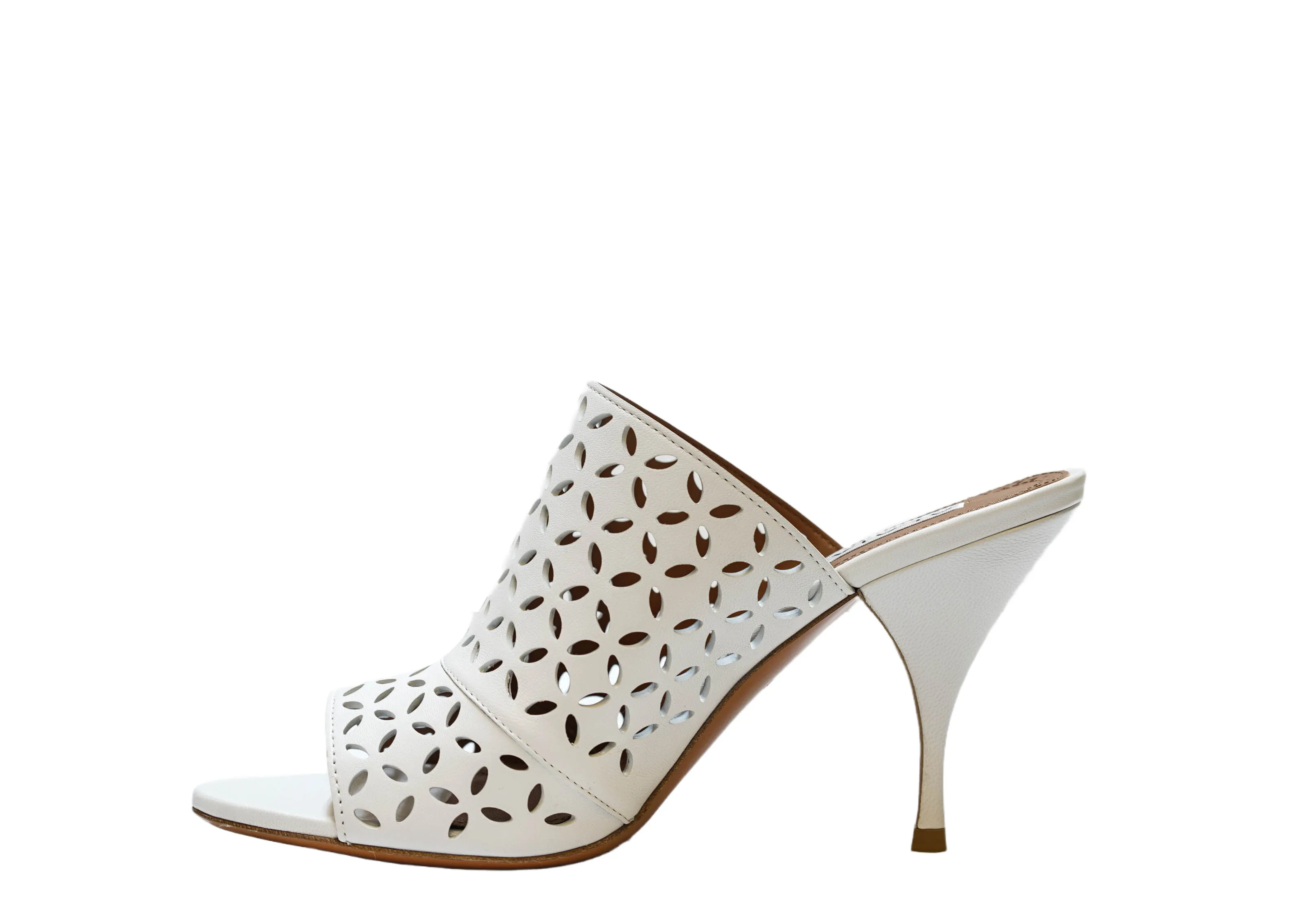 Alaia Women's White Leather Heel Mules Petals 60% OFF   Last pair
