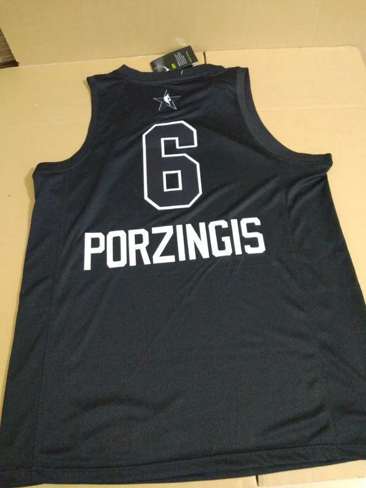 All Star Men 6 Kristaps Porzingis Jersey Black New York Knicks Swingman Fanatics