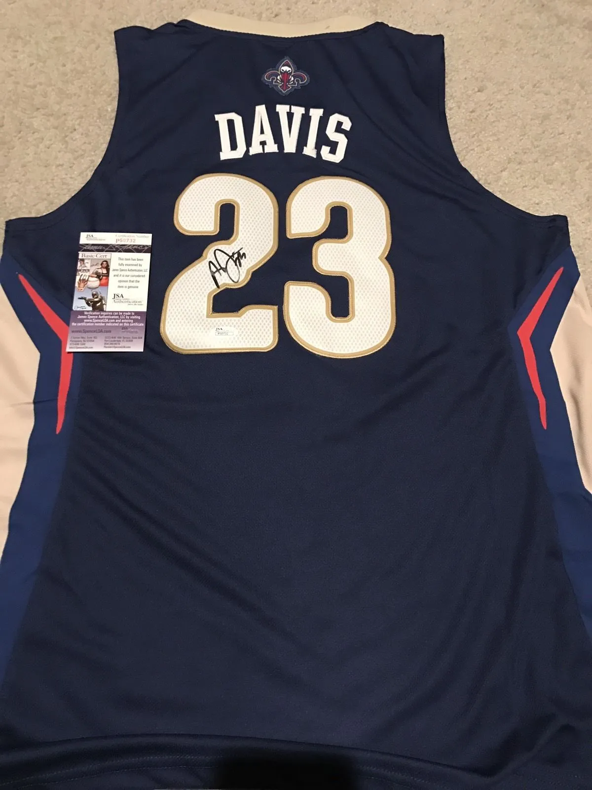 Anthony Davis Signed Autographed New Orleans Pelicans Basketball Jersey (JSA COA)
