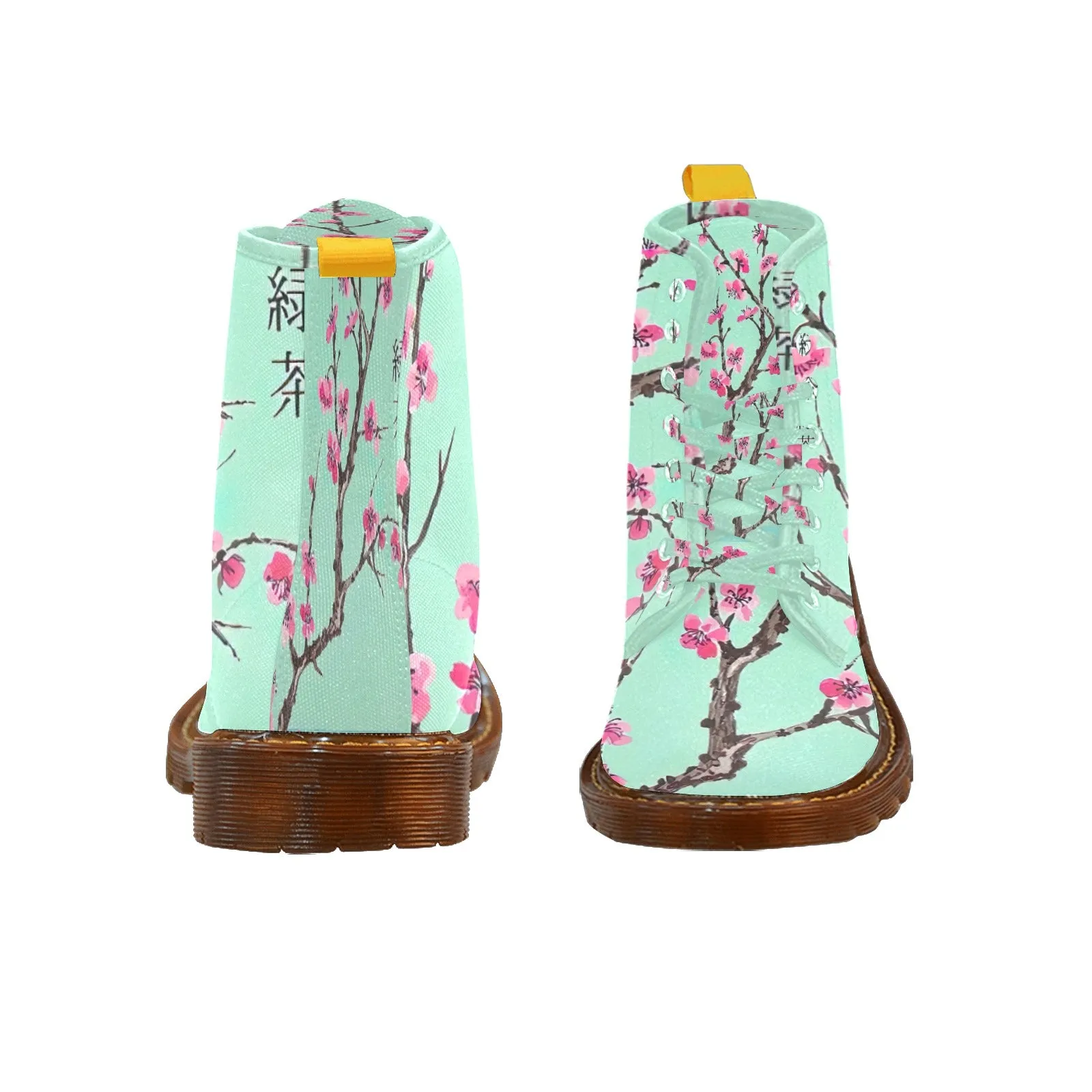 Arizona Green Tea Pattern Men's Lace Up Canvas Boots