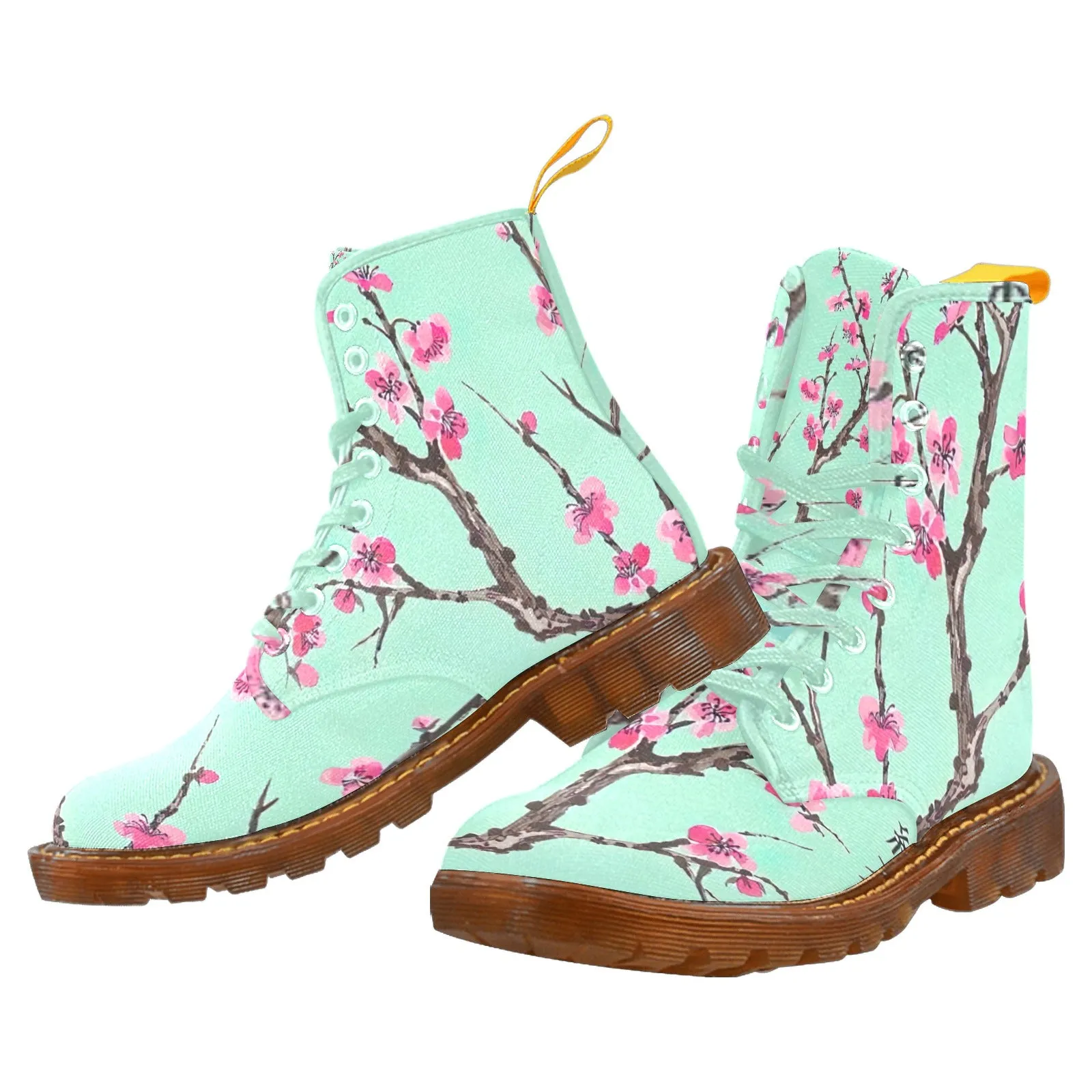 Arizona Green Tea Pattern Men's Lace Up Canvas Boots