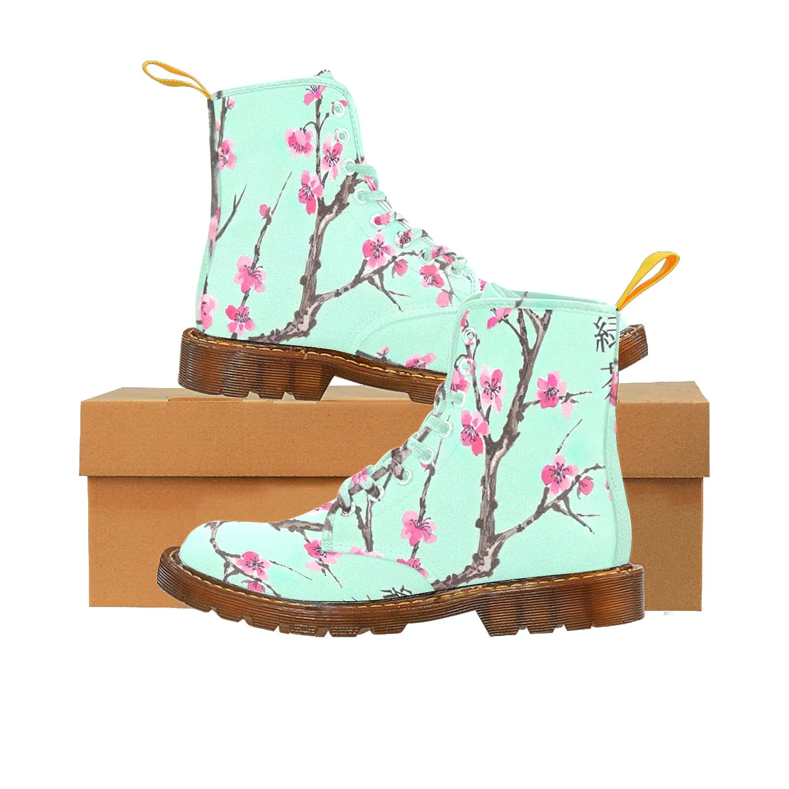 Arizona Green Tea Pattern Men's Lace Up Canvas Boots