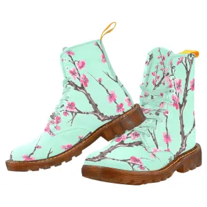 Arizona Green Tea Pattern Men's Lace Up Canvas Boots