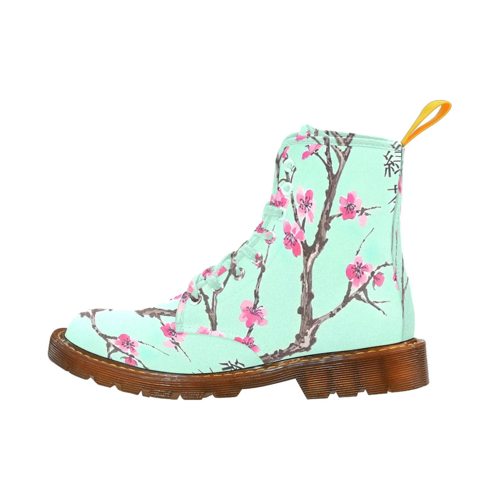 Arizona Green Tea Pattern Men's Lace Up Canvas Boots