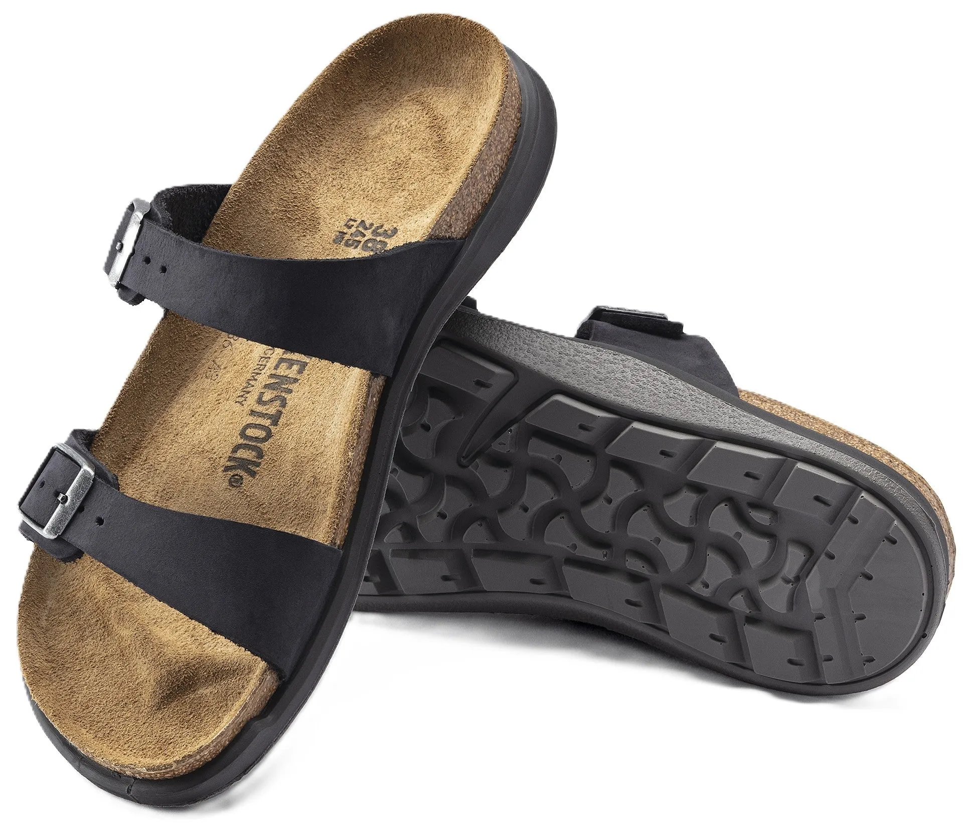 Birkenstock Sierra Crosstown Sandals - Black Oiled Leather |  Polyurethane Sole