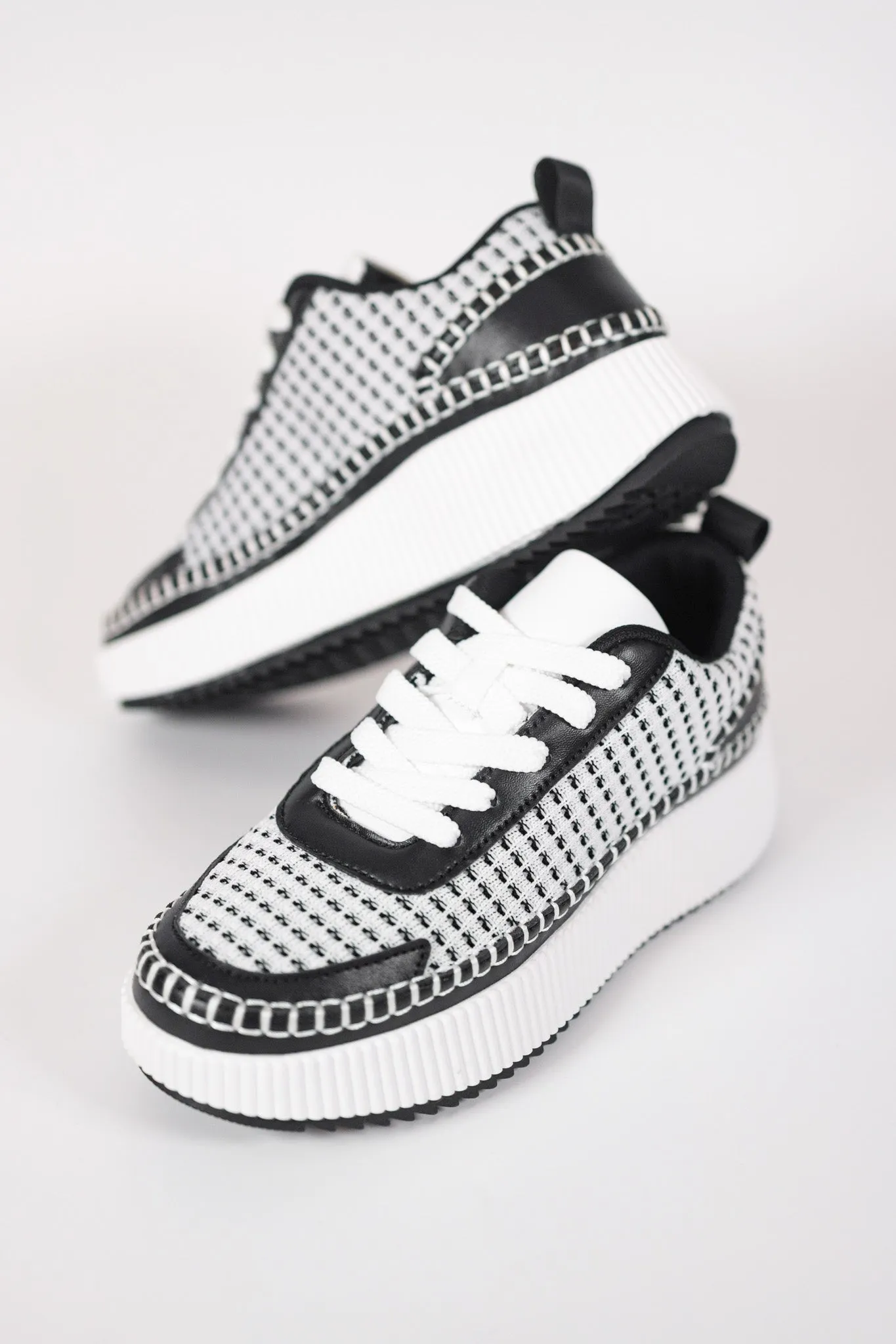 Black Charlene Stitched Sneaker