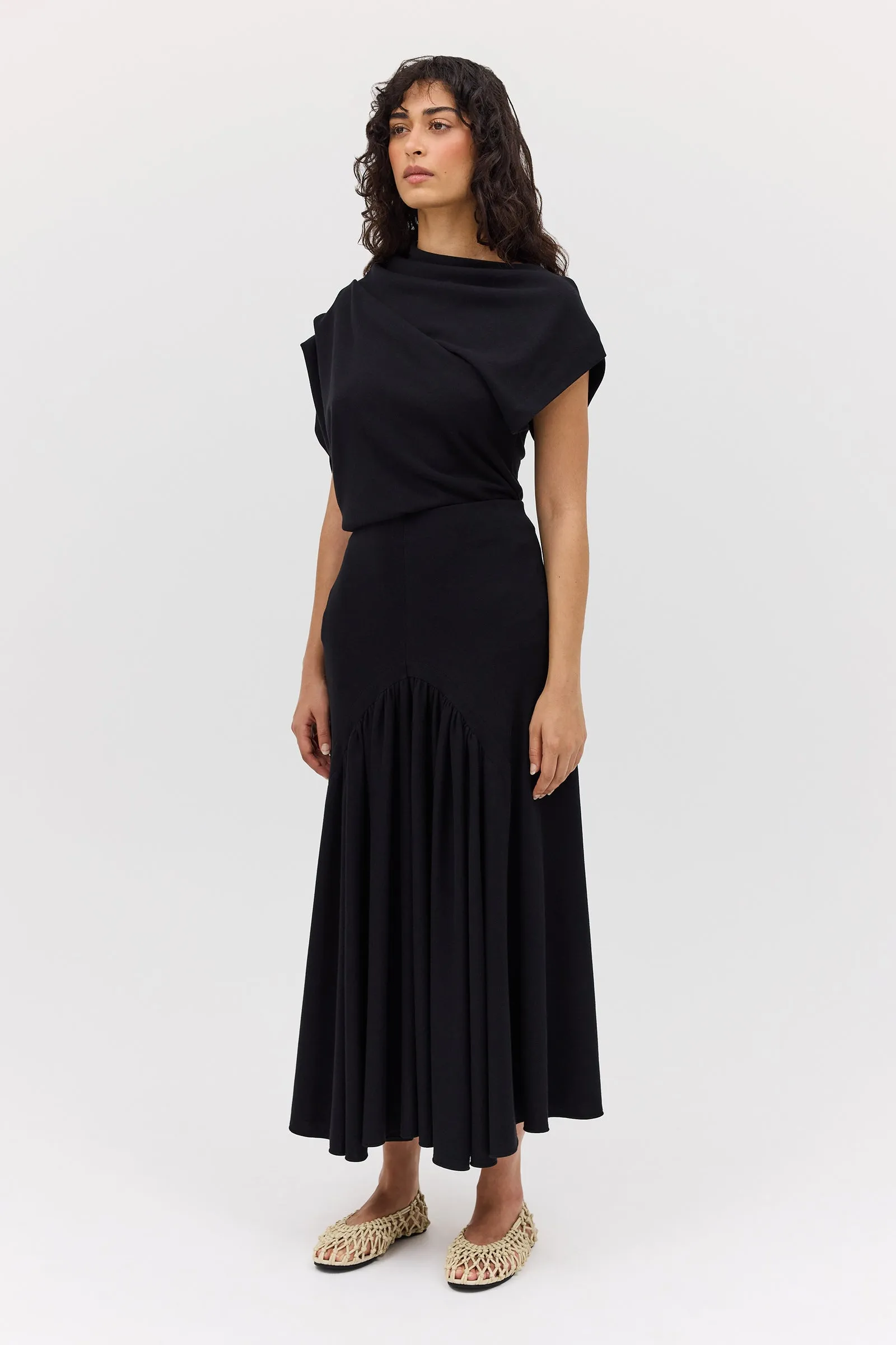 BLACK WOOL JERSEY DECODE TOP